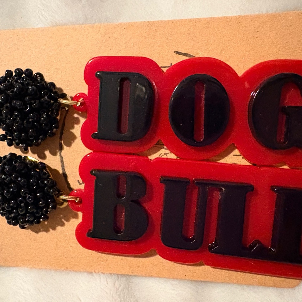 Red and Black Bull Dog Earrings